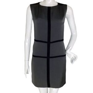 RAG & BONE Dress, 2, Gray Satin, Black Bands, Sleeveless, Back Zip, Crew neck